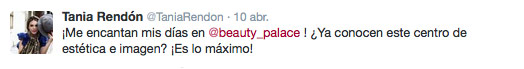 testimoniao buen servicio de beauty palace de Tania Rendón